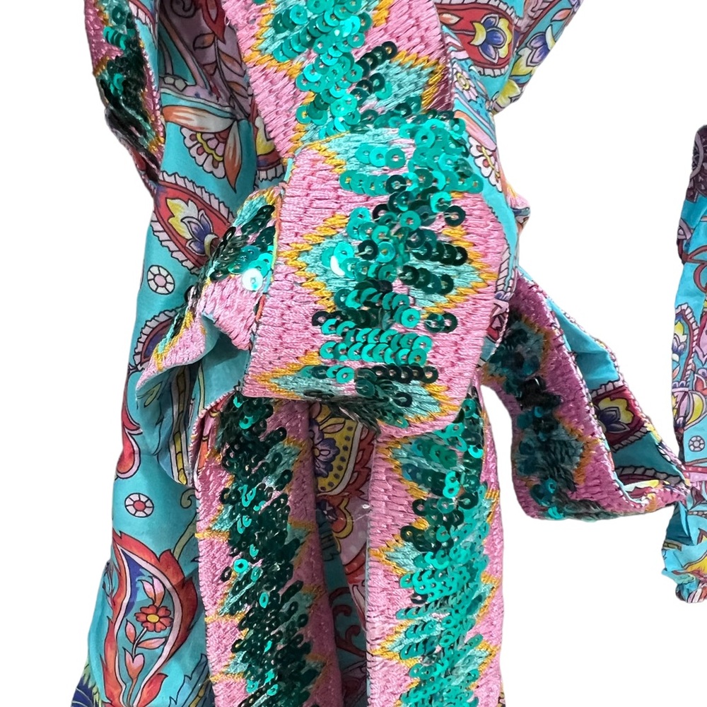 Beach Paisley Embellished Printed Wrap Dress - Picture 5 of 9